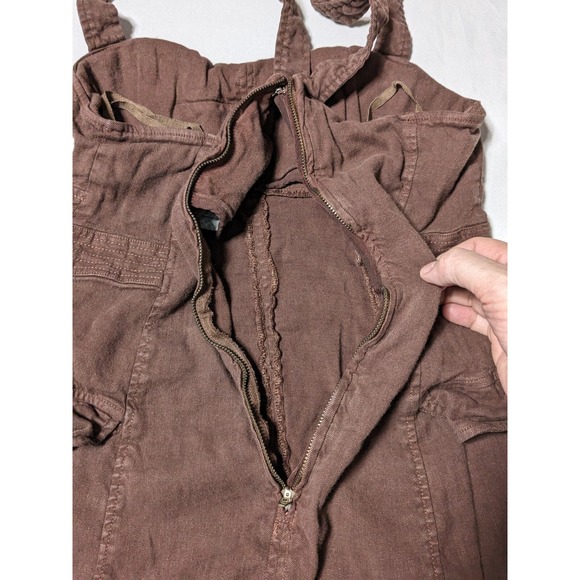 BY ANTHROPOLOGIE Linen Viscose Stretch Brown Cargo Mini Dress - Women 10 - Picture 9 of 10